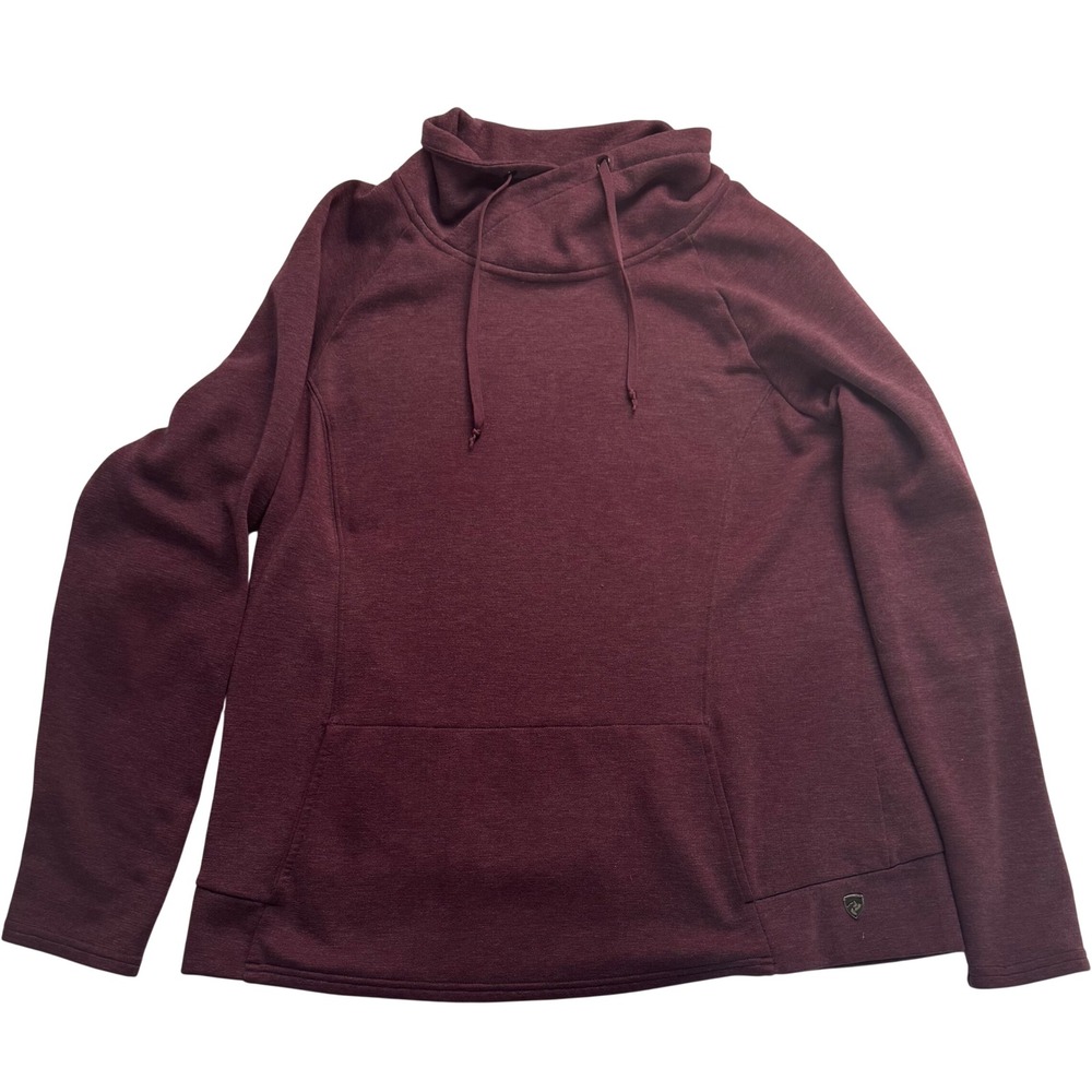 KUHL Womens Burgundy Cowl Neck Pullover Sweatshirt Kangaroo Pocket Size L